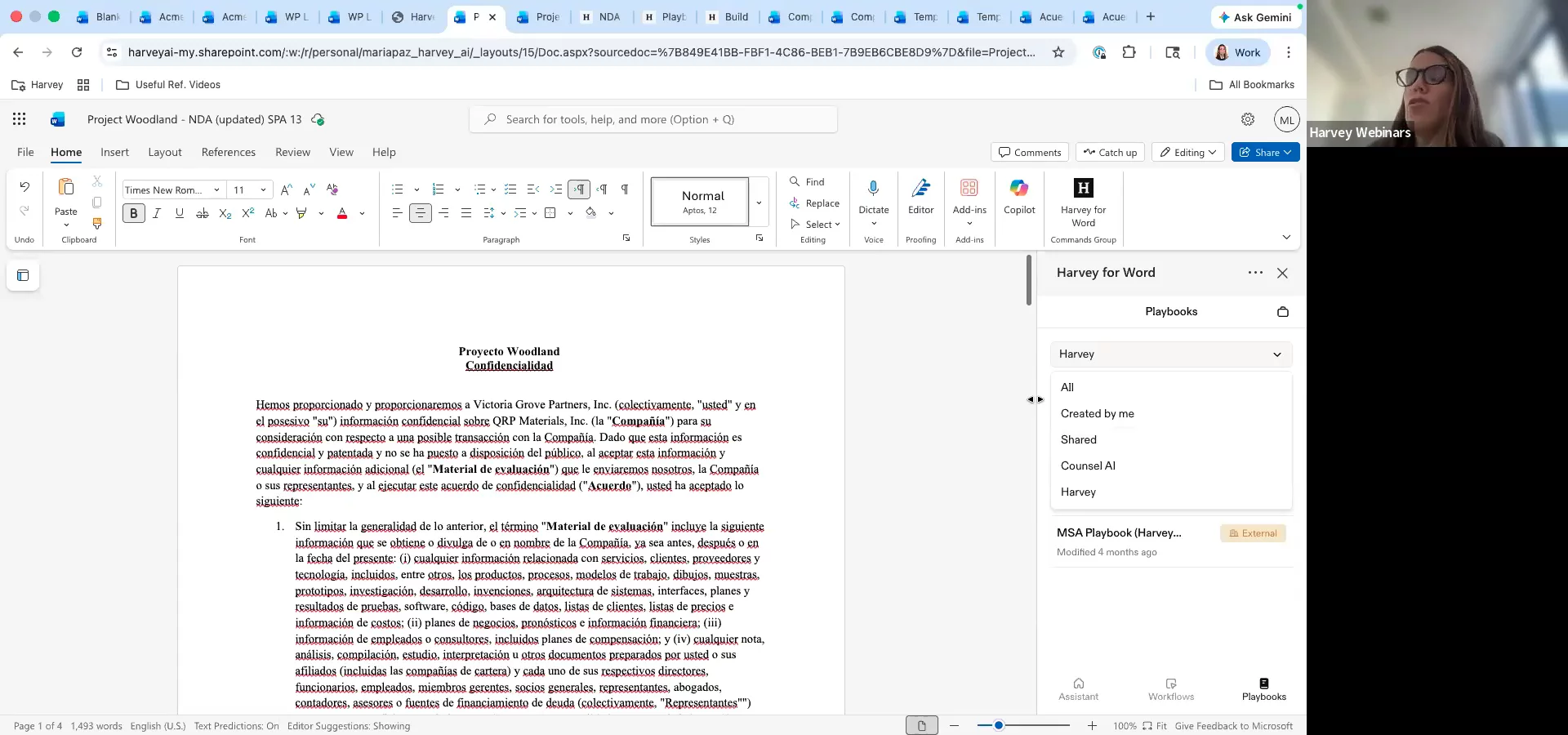 Harvey Word Add-In (Spanish)