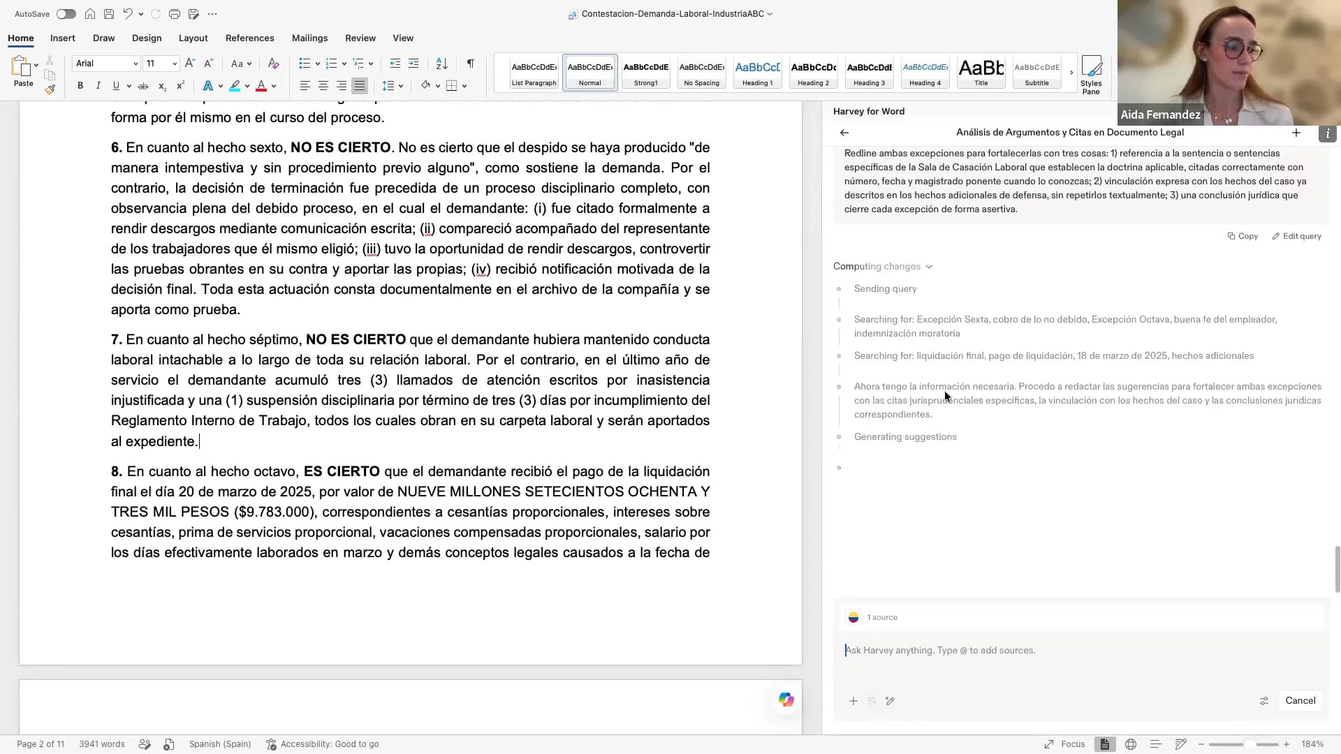Harvey Word Add-In (Spanish)
